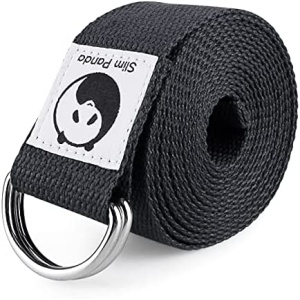 Slim Panda Yoga Strap Stretch for Yoga Pilates Ballet Dance, 8 feet/6 feet Cotton Yoga Belt for Stretching, Flexibility, Black, Purple, Gray