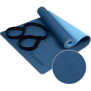Covacure Yoga Mats With Strap - 1/4 Inch Thick Yoga Mat Double-Sided Non Slip, Professional Anti-Tear TPE Yoga Mats, Workout Exercise Mat for Women Men, Fitness, Pilates and Exercises