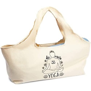 Yoga Mat Carrying Bag with Pocket and Straps for Gym, Do More Yoga (Beige, 30 x 10 In)