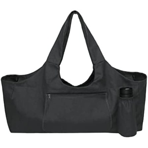 CHYSP Large Capacity Yoga Mat Bag Sling Carrier Gym Tote with Pockets Exercise Strap Shoulder Pouch (Color : Black, Size : 75x65cm)