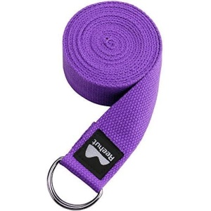 REEHUT Yoga Strap (6ft, 8ft, 10ft) w/Adjustable D-Ring Buckle - Durable Polyester Cotton Exercise Straps for Stretching, General Fitness, Flexibility and Physical Therapy