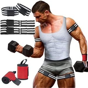 EUYIFET 4 Pack Blood Flow Restriction Bands with Free a Pair Wrist Wraps, BFR Fitness Occlusion Bands for Men Women Arms Bicep Legs Training, Adjustable Exercise Obstruction Bands Muscle Growth