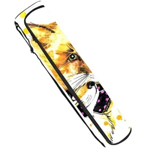 Yoga Mat Bag, Funny Fox with Watercolor Splash Background Exercise Yoga Mat Carrier Full-Zip Yoga Mat Carry Bag with Adjustable Strap for Women Men