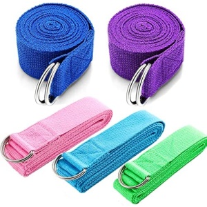 YWAUOU Yoga Strap Belt [5 Pack], YWAUOU Exercise Adjustable Straps sizes (6ft x 2 snd 8ft x 3) and Durable D-Ring, Nonelastic Stretch Bands for Pilates, Dance, Gymnastics, Physical Therapy and Rehab