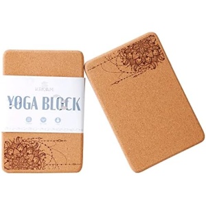KRIXAM Cork Yoga Block, High Density Yoga Cork Blocks with Anti-slip Surface, 9”x6”x3” Cork Yoga Brick (2 pack/1 pack) For Yoga, Pilates, Meditation, Stretching, General Fitness