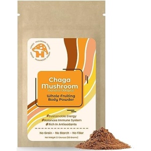 Hongo Mushroom Power - Premium Chaga Mushroom Powder - 100% Fruiting Body Chaga (Inonotus obliquus) Powder for Immune Support, Energy, & Digestion - Vegan Mushroom - 60 Grams Includes 1 Gram Scoop