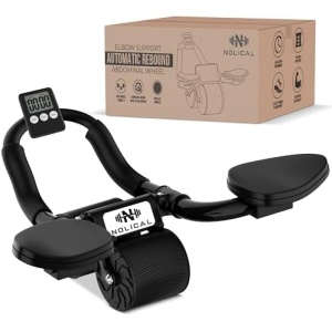 Nolical Ab Roller with Elbow Support - Automatic Rebound Abdominal Wheel, Abdominal Roller Wheel with 2 Wheels, Non-Slip Grip, and Elbow Support for Extra Stability - Automatic Rebound Ab Abdominal Exercise Roller Wheel